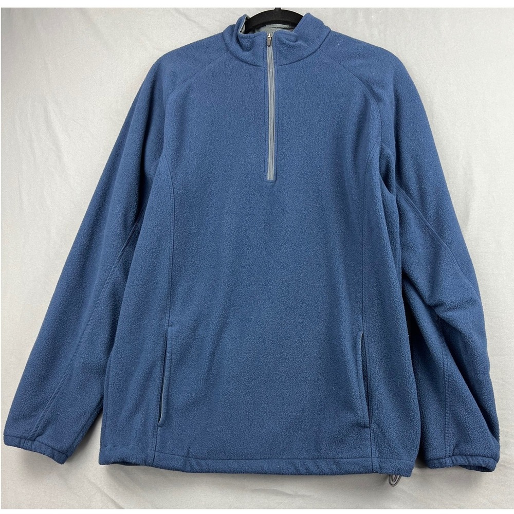 Cabela's Fleece Pullover Mens Medium 1/4 Zip Blue Long Sleeve Outdoor Good